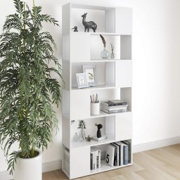 Gossi biblioteca/separator camera, alb, 80x24x186 cm, pal