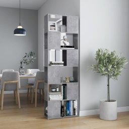 Gossi biblioteca/separator camera, gri beton, 60x24x186 cm, pal