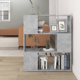 Gossi biblioteca/separator camera, gri beton, 80x24x94 cm, pal