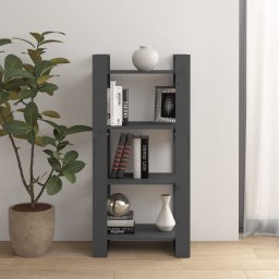 Gossi biblioteca/separator camera,gri, 60x35x125 cm, lemn masiv pin
