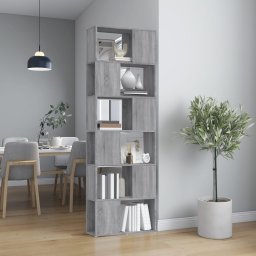 Gossi biblioteca/separator de camera, gri sonoma, 60x24x186 cm