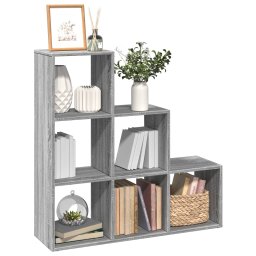 Gossi biblioteca/separator, 3 niveluri gri sonoma 99x29x99 cm lemn