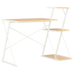 Gossi birou cu raft, alb si stejar, 116 x 50 x 93 cm