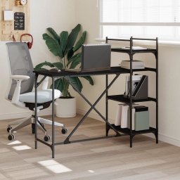 Gossi birou pentru computer cu rafturi negru 120x47x109 cm