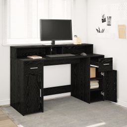 Gossi birou stejar negru 140x55x91 cm lemn prelucrat