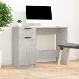 Gossi birou, gri beton, 100x50x75 cm, lemn prelucrat