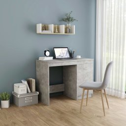 Gossi birou, gri beton, 100x50x76 cm, lemn prelucrat