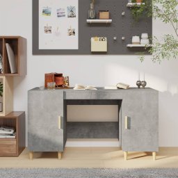 Gossi birou, gri beton, 140x50x75 cm, lemn compozit