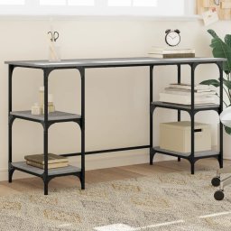 Gossi birou, gri sonoma, 140x50x75 cm, metal si lemn prelucrat