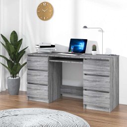 Gossi birou, gri sonoma, 140x50x77 cm, lemn prelucrat