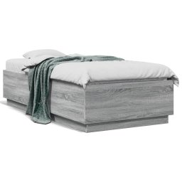 Gossi cadru de pat cu led gri sonoma 75x190 cm lemn prelucrat