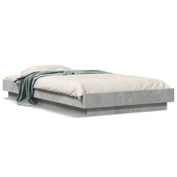 Gossi cadru de pat cu led, gri beton, 75x190 cm, lemn prelucrat