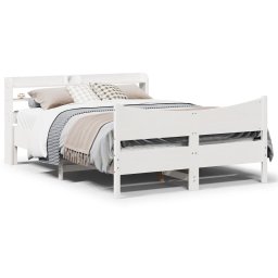 Gossi cadru de pat cu tablie, alb, 160x200 cm, lemn masiv de pin