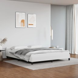 Gossi cadru de pat cu tablie, alb, 160x200 cm, piele ecologica