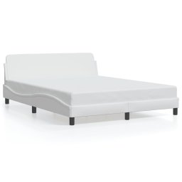 Gossi cadru de pat cu tablie, alb, 160x200 cm, piele ecologica
