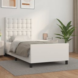 Gossi cadru de pat cu tablie, alb, 90x200 cm, piele ecologica