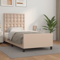 Gossi cadru de pat cu tablie, cappuccino, 100x200 cm, piele ecologica