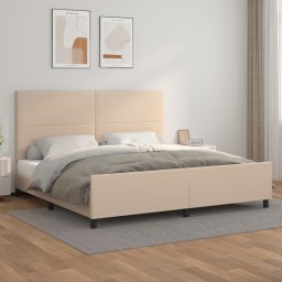 Gossi cadru de pat cu tablie, cappuccino, 200x200 cm, piele ecologica