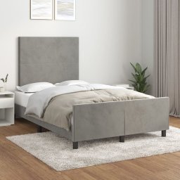 Gossi cadru de pat cu tablie, gri deschis, 120x200 cm, catifea