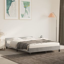 Gossi cadru de pat cu tablie, gri deschis, 140x190 cm, catifea