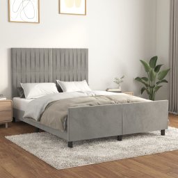 Gossi cadru de pat cu tablie, gri deschis, 140x190 cm, catifea