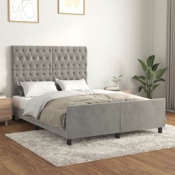 Gossi cadru de pat cu tablie, gri deschis, 140x200 cm, catifea