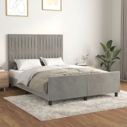 Gossi cadru de pat cu tablie, gri deschis, 140x200 cm, catifea