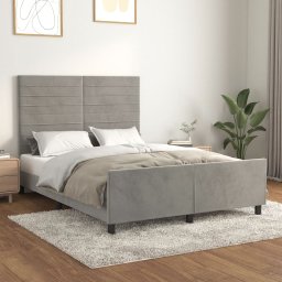 Gossi cadru de pat cu tablie, gri deschis, 140x200 cm, catifea
