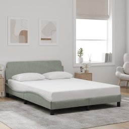Gossi cadru de pat cu tablie, gri deschis, 140x200 cm, catifea