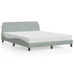 Gossi cadru de pat cu tablie, gri deschis, 160x200 cm, catifea