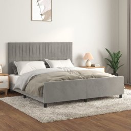 Gossi cadru de pat cu tablie, gri deschis, 180x200 cm, catifea