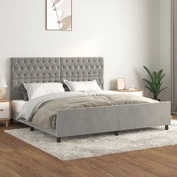 Gossi cadru de pat cu tablie, gri deschis, 200x200 cm, catifea