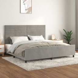 Gossi cadru de pat cu tablie, gri deschis, 200x200 cm, catifea