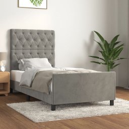 Gossi cadru de pat cu tablie, gri deschis, 80x200 cm, catifea