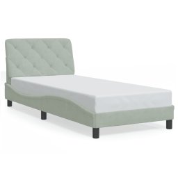 Gossi cadru de pat cu tablie, gri deschis, 80x200 cm, catifea