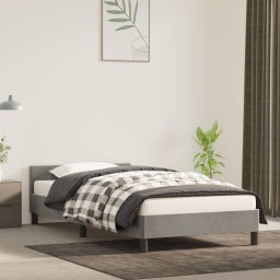 Gossi cadru de pat cu tablie, gri deschis, 90x190 cm, catifea