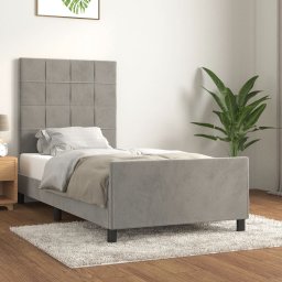 Gossi cadru de pat cu tablie, gri deschis, 90x200 cm, catifea