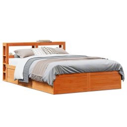 Gossi cadru de pat cu tablie, maro ceruit, 135x190 cm, lemn masiv pin