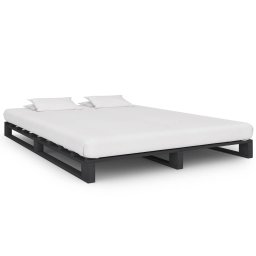 Gossi cadru de pat din paleti, 140 x 200 cm, gri, lemn masiv de pin
