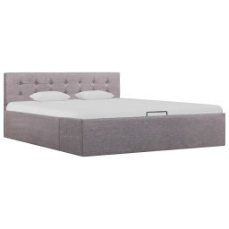 Gossi cadru de pat hidraulic cu lada, gri taupe, 140 x 200 cm, textil