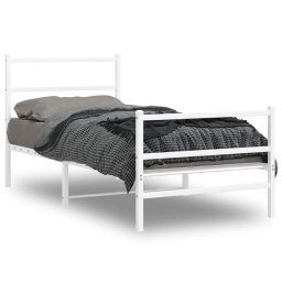 Gossi cadru de pat metalic cu tablie de cap/picioare , alb, 90x190 cm