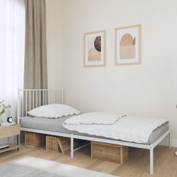 Gossi cadru de pat metalic cu tablie, alb, 100x190 cm