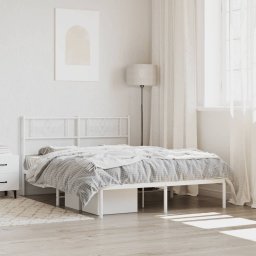 Gossi cadru de pat metalic cu tablie, alb, 120x190 cm