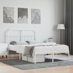 Gossi cadru de pat metalic cu tablie, alb, 120x190 cm