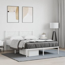 Gossi cadru de pat metalic cu tablie, alb, 135x190 cm