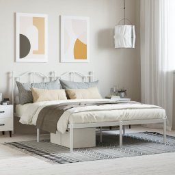 Gossi cadru de pat metalic cu tablie, alb, 135x190 cm