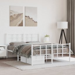Gossi cadru de pat metalic cu tablie, alb, 135x190 cm