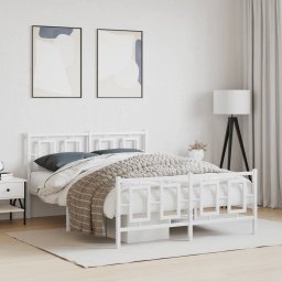 Gossi cadru de pat metalic cu tablie, alb, 135x190 cm