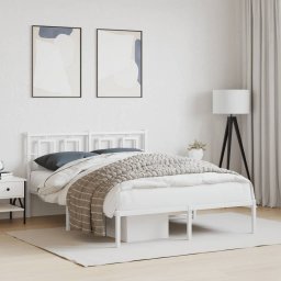 Gossi cadru de pat metalic cu tablie, alb, 135x190 cm