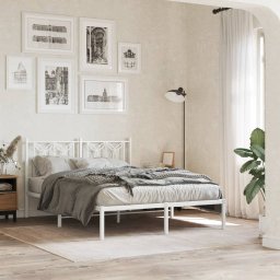 Gossi cadru de pat metalic cu tablie, alb, 135x190 cm